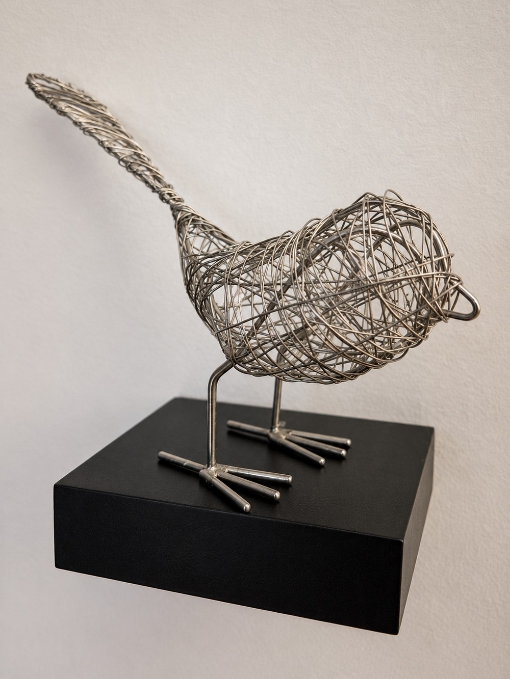 Silver Wire Bird Figurine Decorative Sculpture